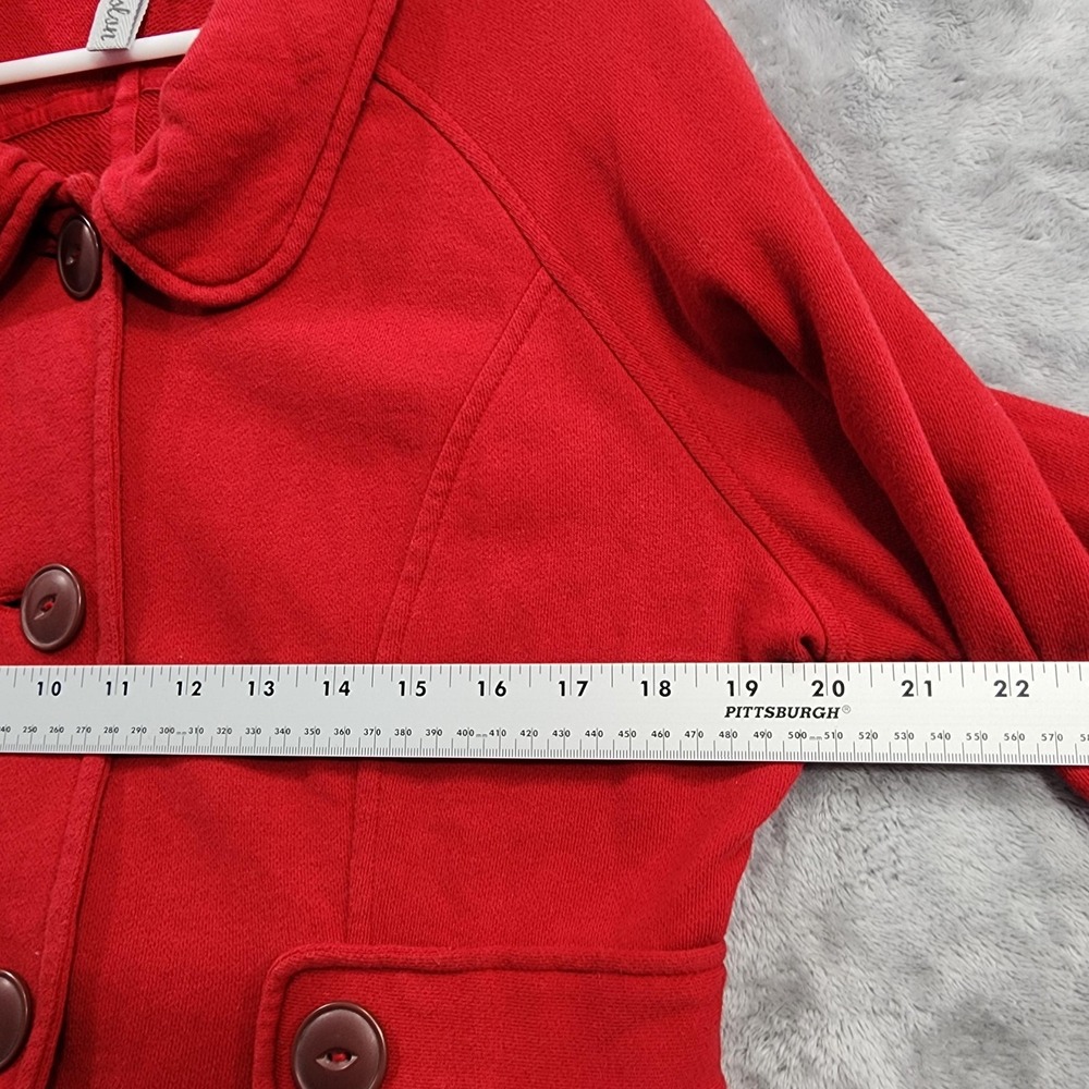 Caslon Jacket Womens M Red Cotton Knit 3/4 Sleeve Peplum‎ Peacoat Preppy Casual - Picture 8 of 11